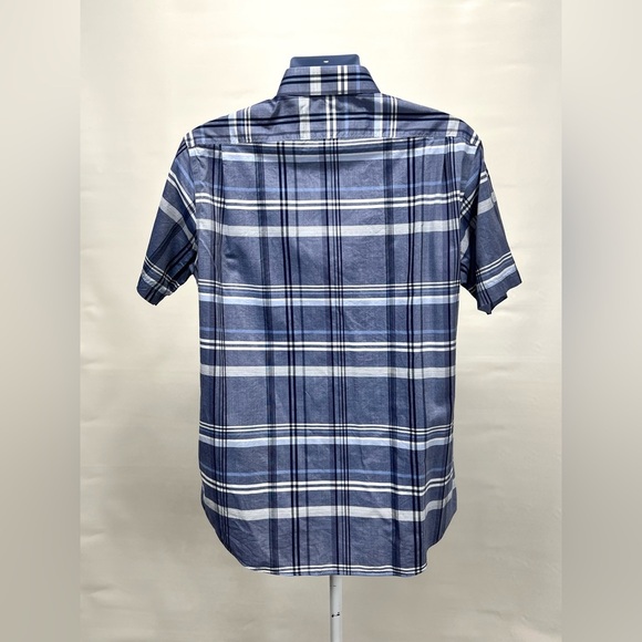 HART SCHAFFNER-MARX Men’s blue plaid short sleeve button down shirt size L - Picture 6 of 12